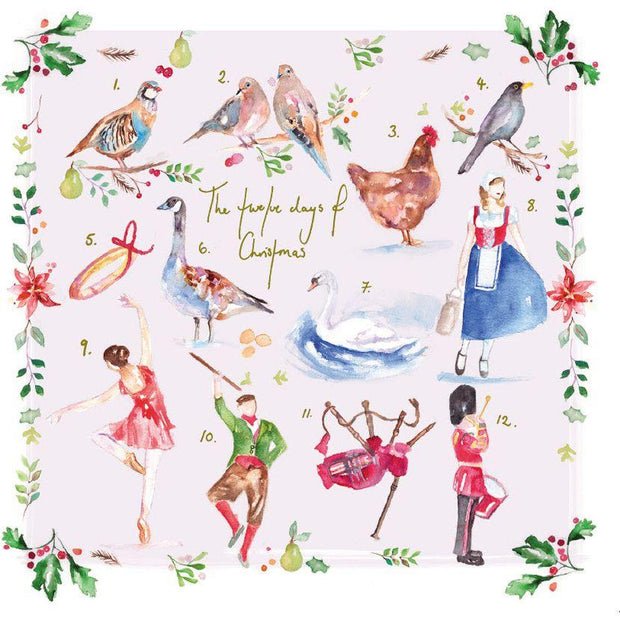 BCNA Charity Christmas Card Pack - Watercolour 12 Days
