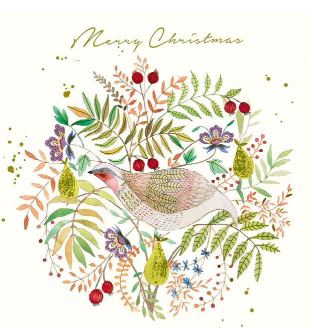 RSPCA Charity Christmas Card Pack - Partridge Wreath