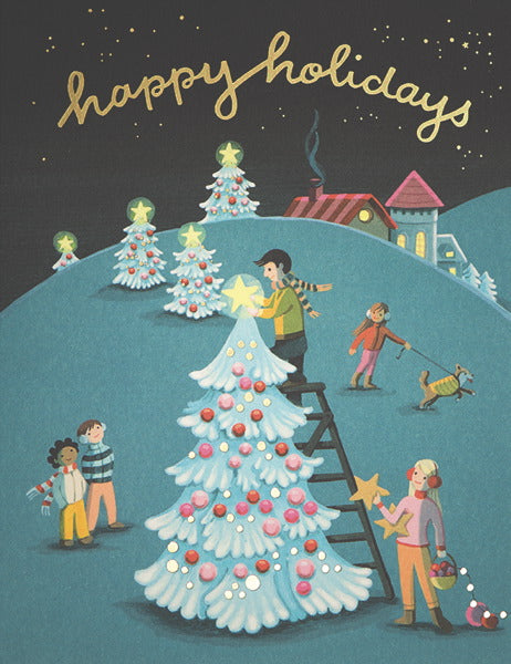 Tree Decorating Christmas Card