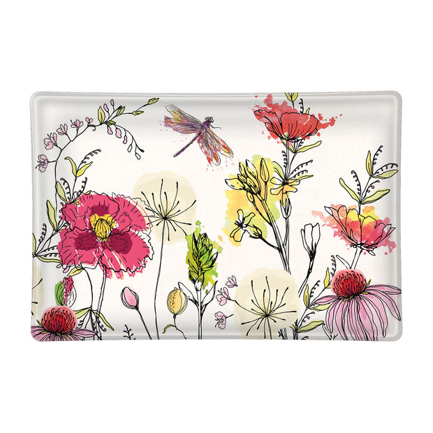 Michel Design Works Glass Rectangle Soap Dish - Posies
