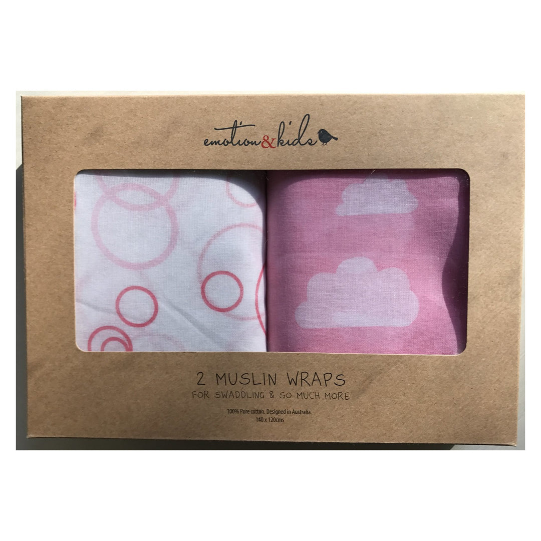 Pink Cloud & Bubbles Muslin 2 Pack
