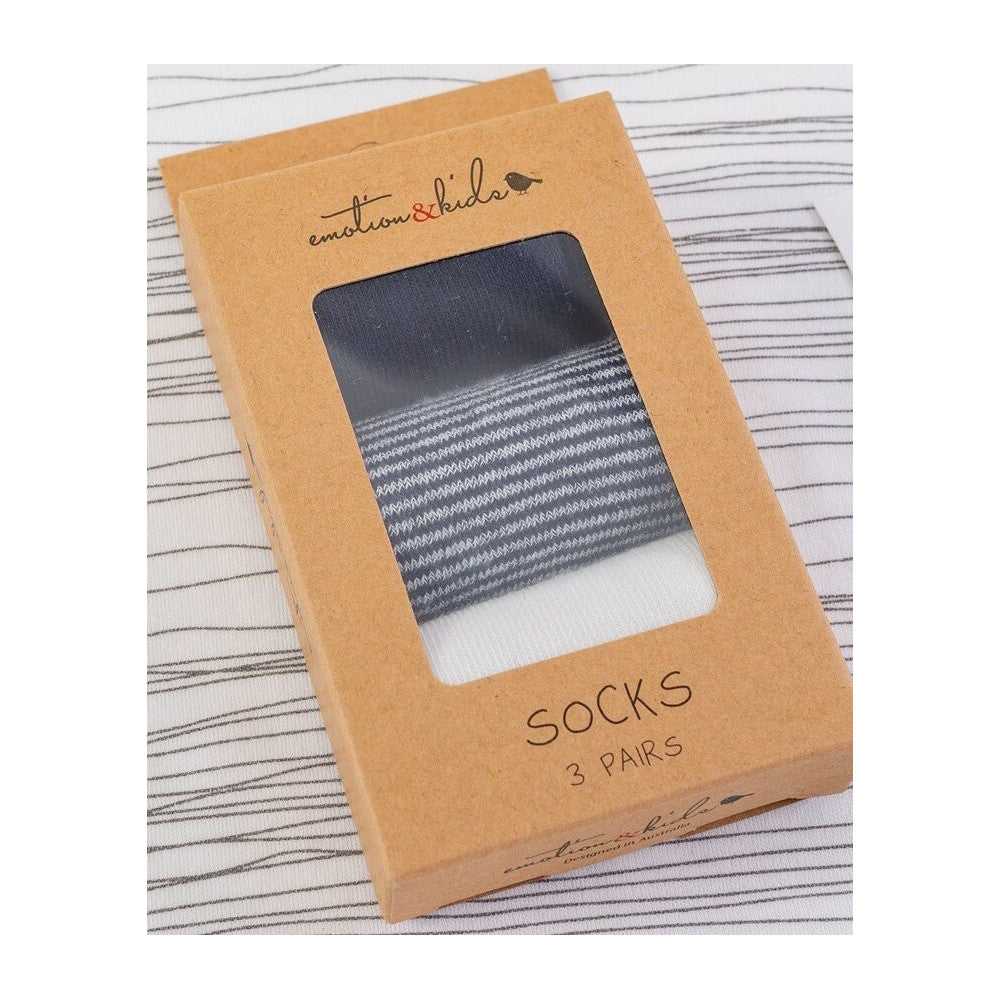 Navy & White Stripped 3 Pack Socks 0-3 months