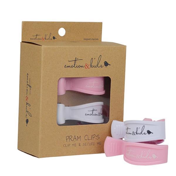 Pink & White Pram Clips - 2 Pack