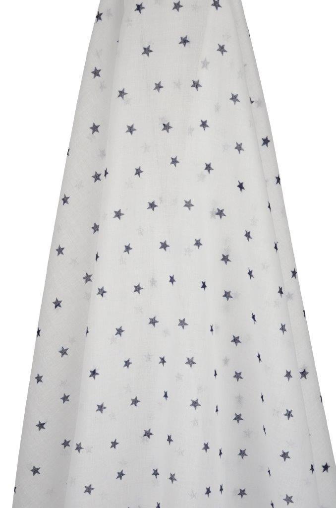 White Muslin with Navy Stars