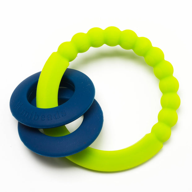 Chartreuse & Navy Teething Ring
