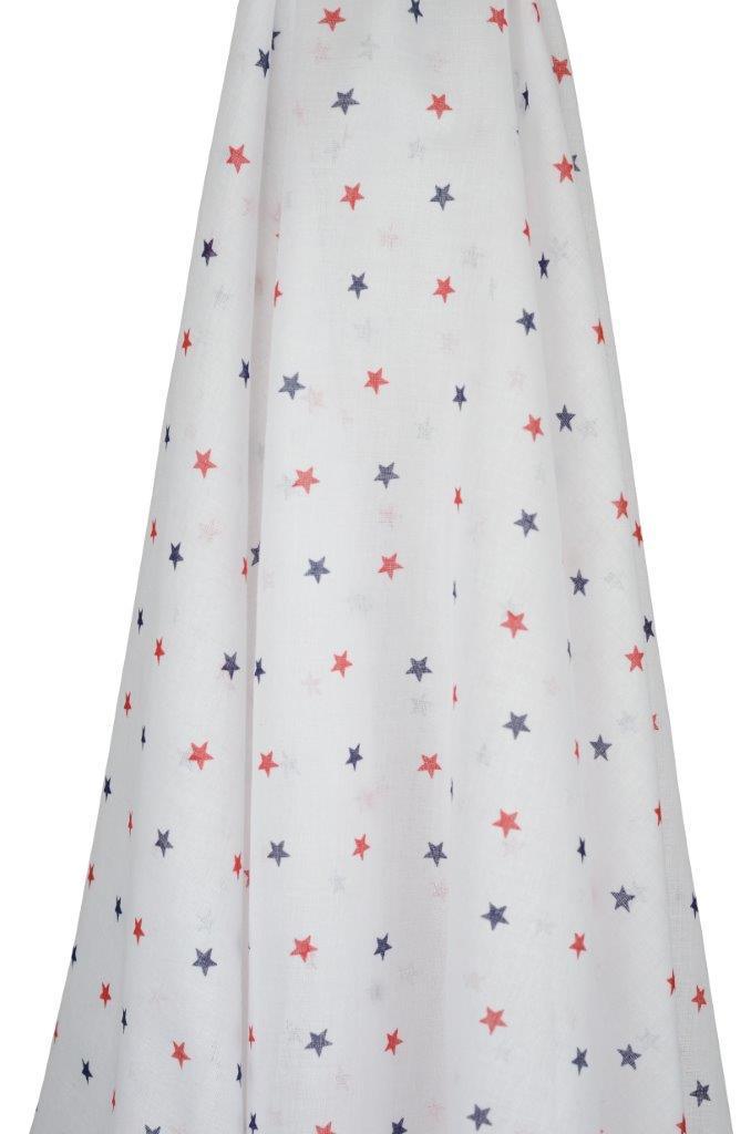 Red & Navy Stars Muslin Wrap