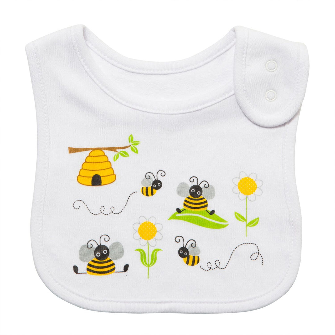 White Bumble Bee Bib