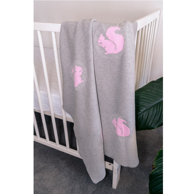 Pink & Grey Squirrel Blanket