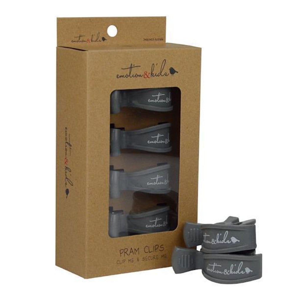 Grey Pram Clips - 4 Pack