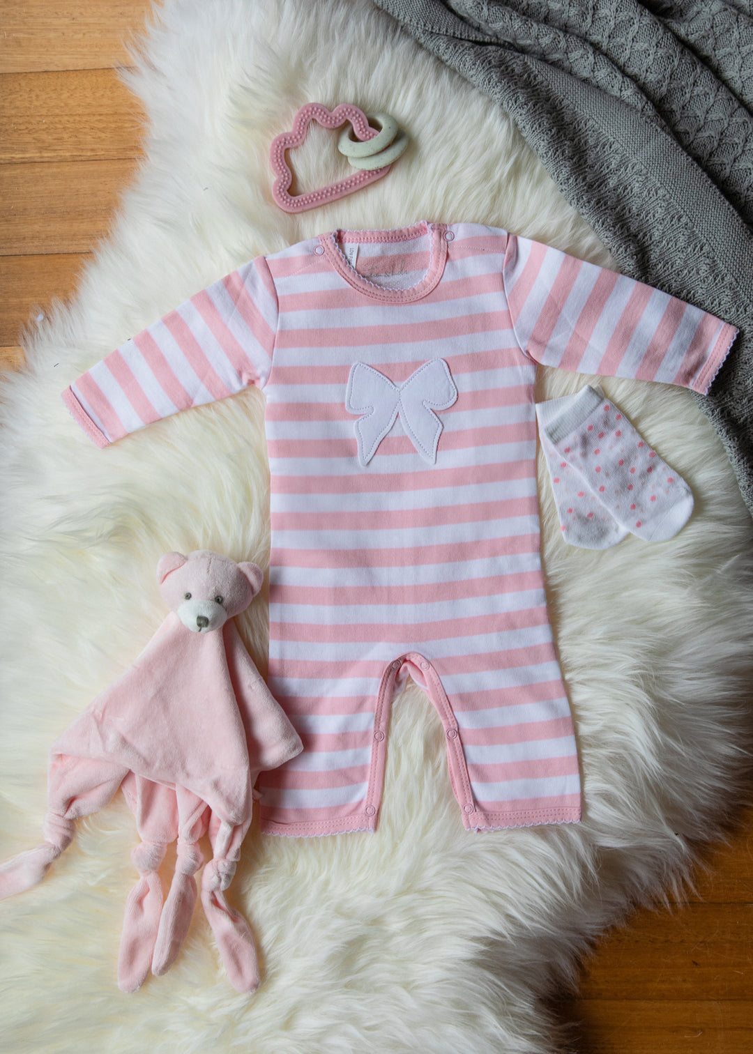 Pink Stripe Long Leg Outfit 0-3m
