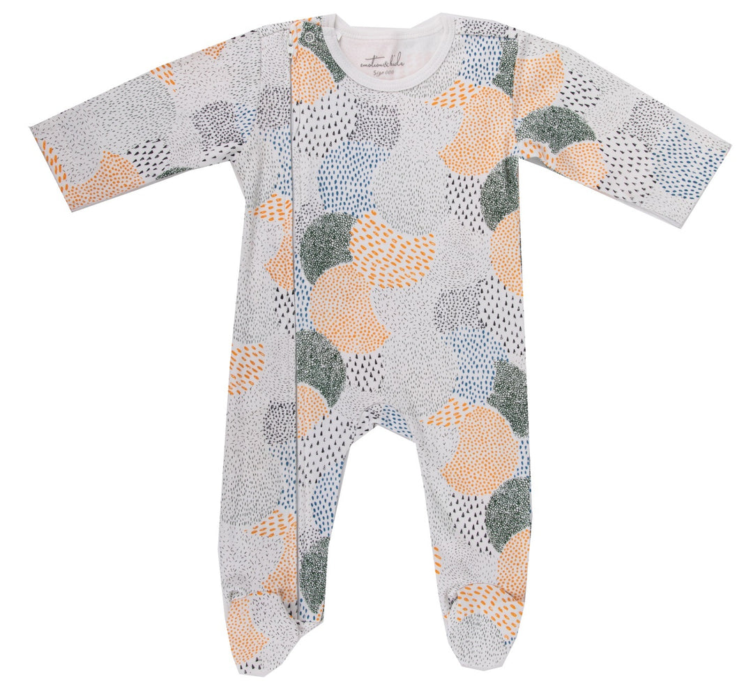 Patches Zipped Outfit with Feet - 0-3 Months
