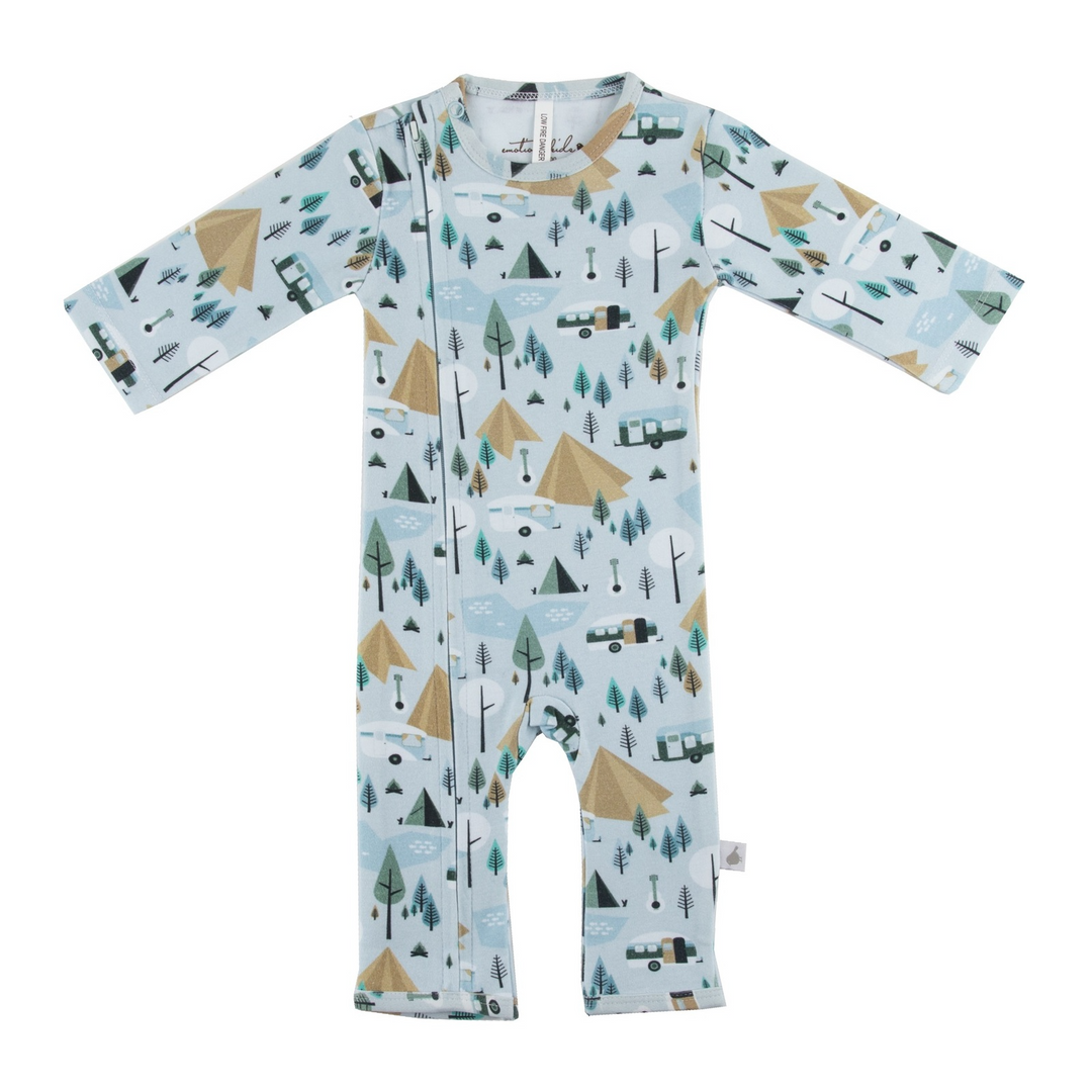 Retro Camping Organic Long Leg Romper - 0-3 Months