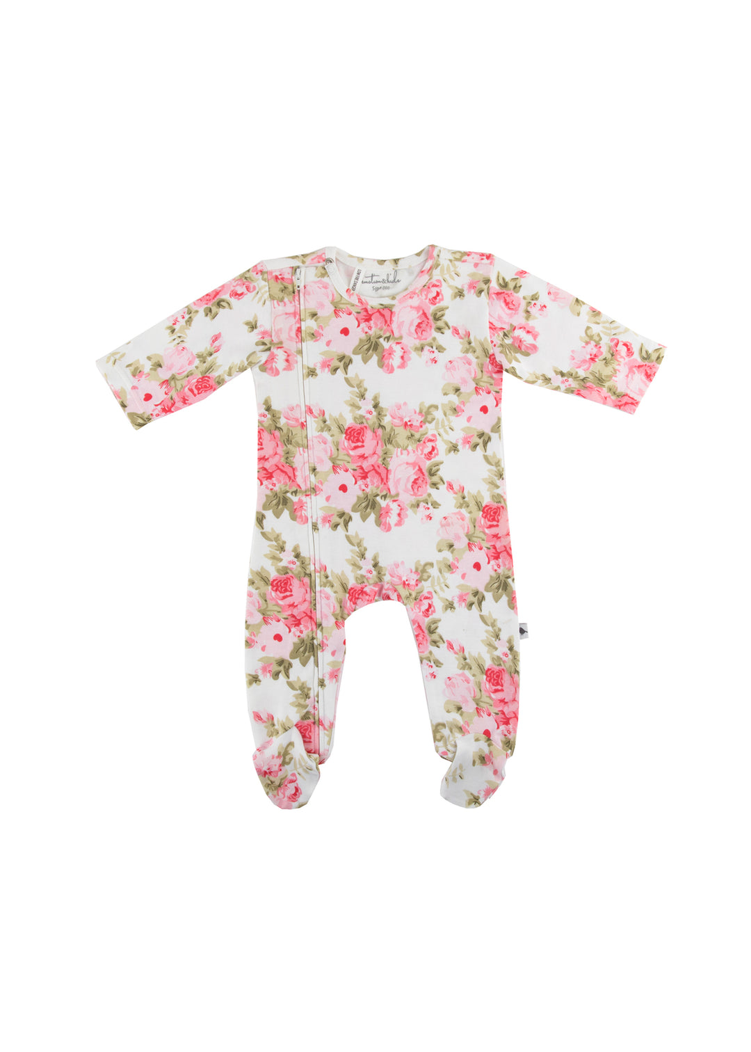 Peony Rose Footed Outfit with Zip - 0-3 Months