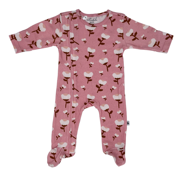 Paper Cut Blossom Footed Outfit with Zip