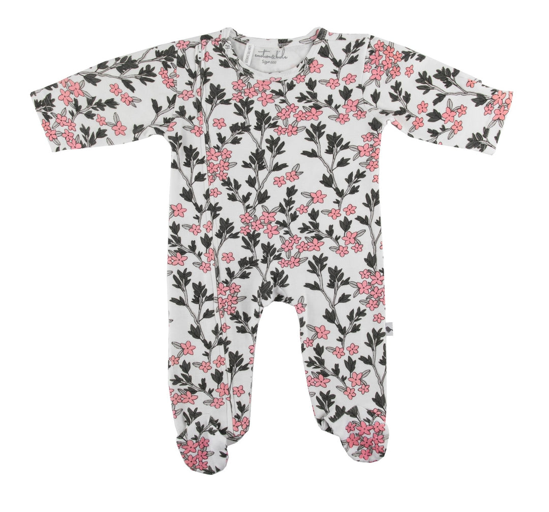 Messy Wild Flowers Footed Outfit with Zip - 0-3 Months