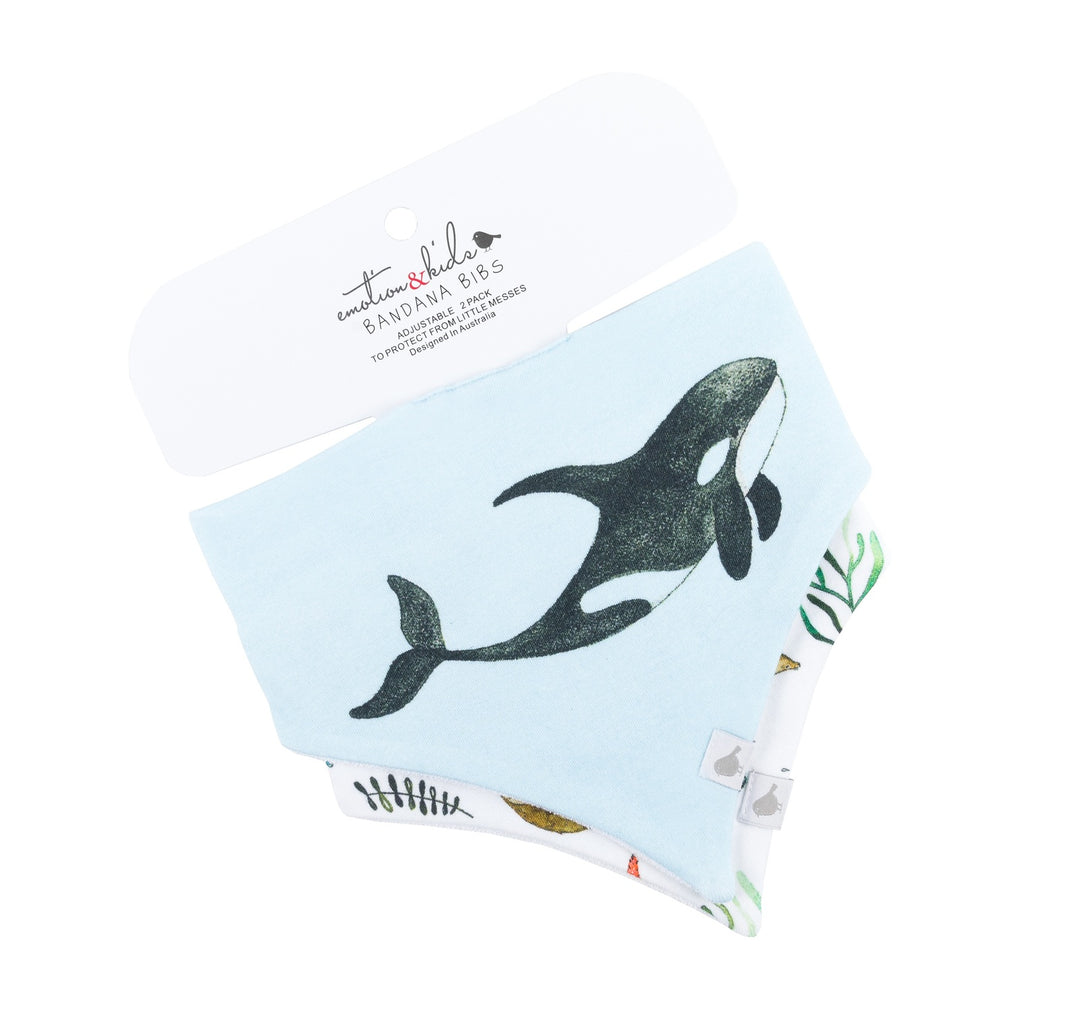 Under the Sea Organic Cotton Pair Bandana Bibs