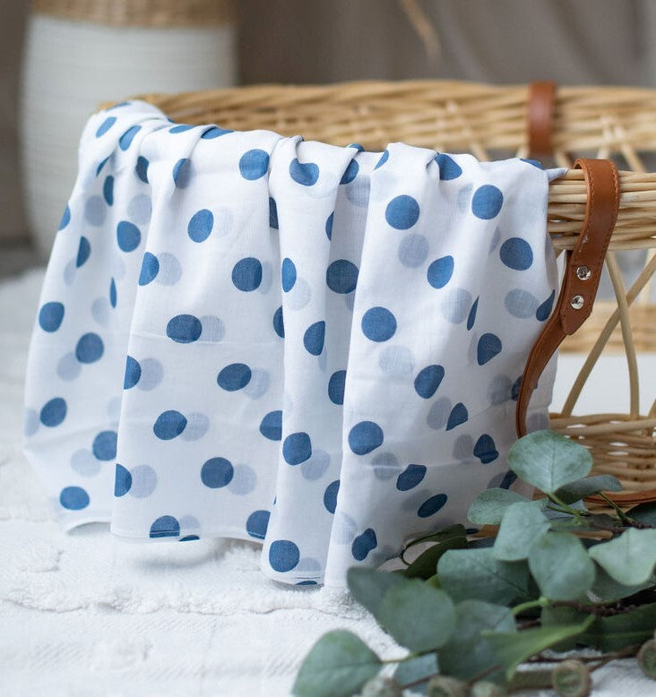 Midnight Blue Spots Muslin Wrap