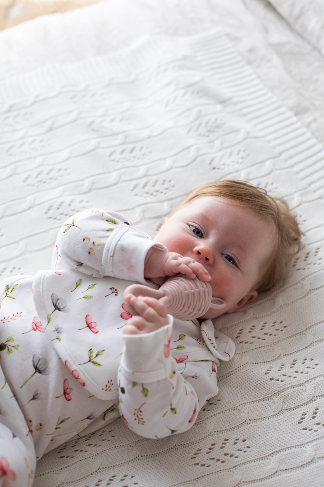 Dusty Pink Silicone Bunny Rattle
